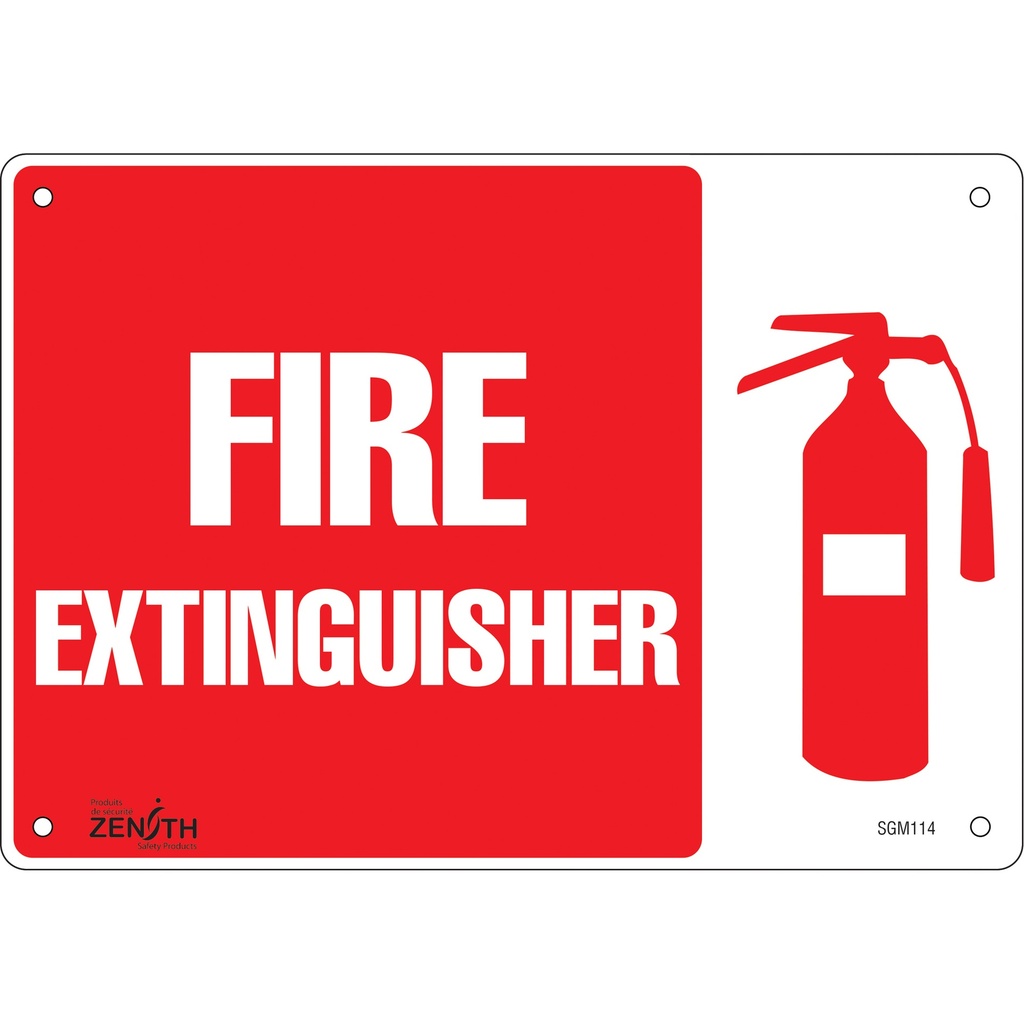 Enseigne «Fire Extinguisher» Aluminium 10" x 7"