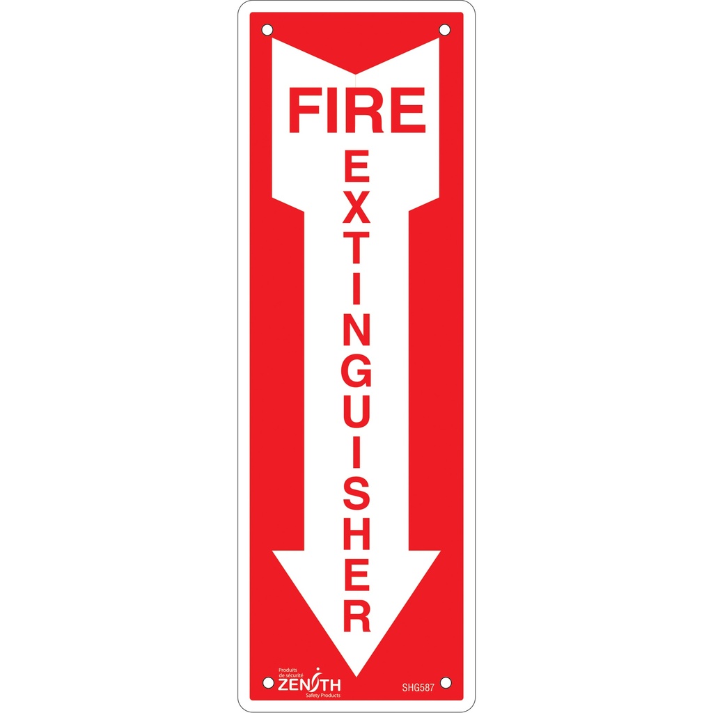 Enseigne «Fire Extinguisher» Aluminium 4" x 12"