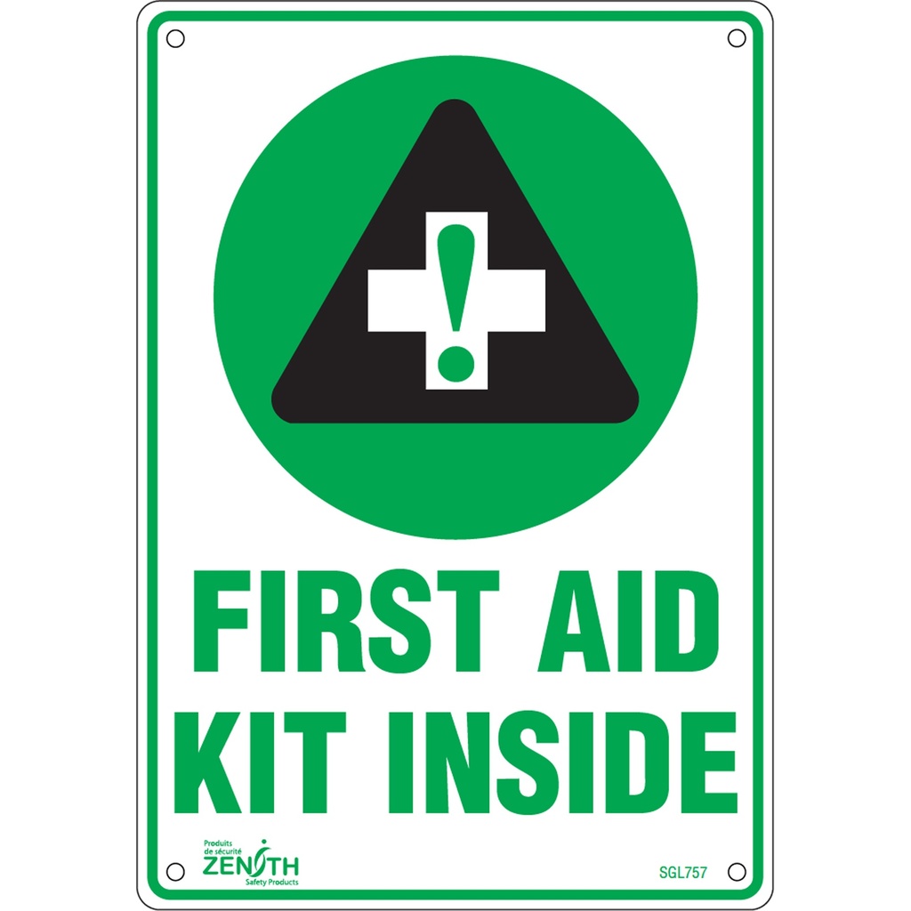 [ZEN-SGL757] Enseigne «First Aid Kit» Aluminium 7" x 10"