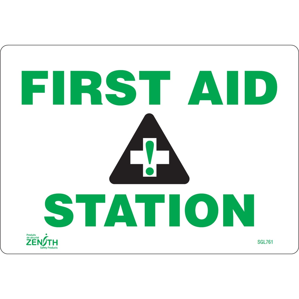 [ZEN-SGL761] Enseigne «First Aid Station» Vinyle 10" x 7"