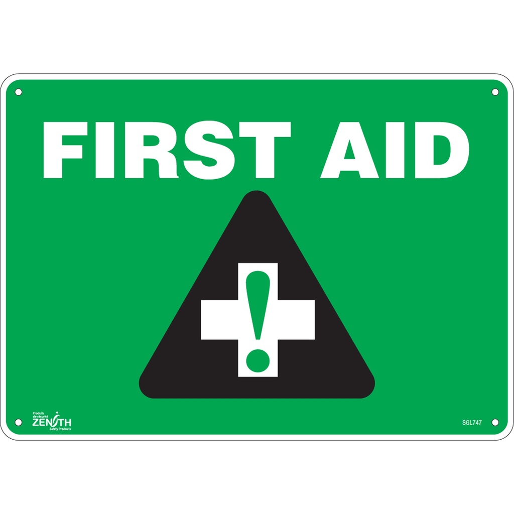 [ZEN-SGL747] Enseigne «First Aid» Plastique 14" x 10"