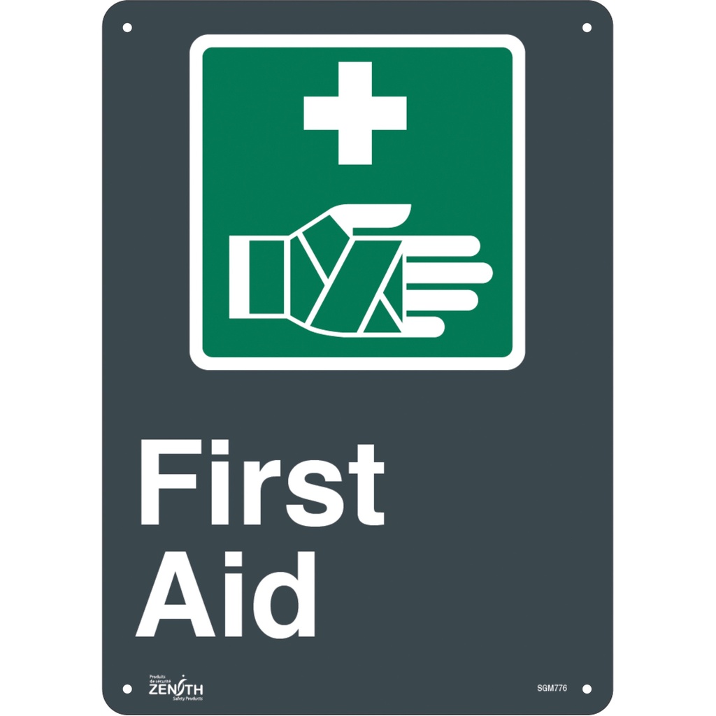 Enseigne «First Aid» Plastique 10" x 14"