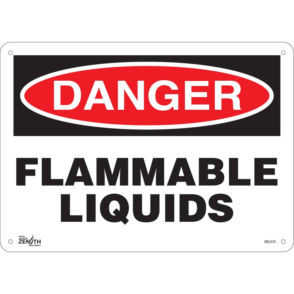 Enseigne «Flammable Liquids» Aluminium 14" x 10"