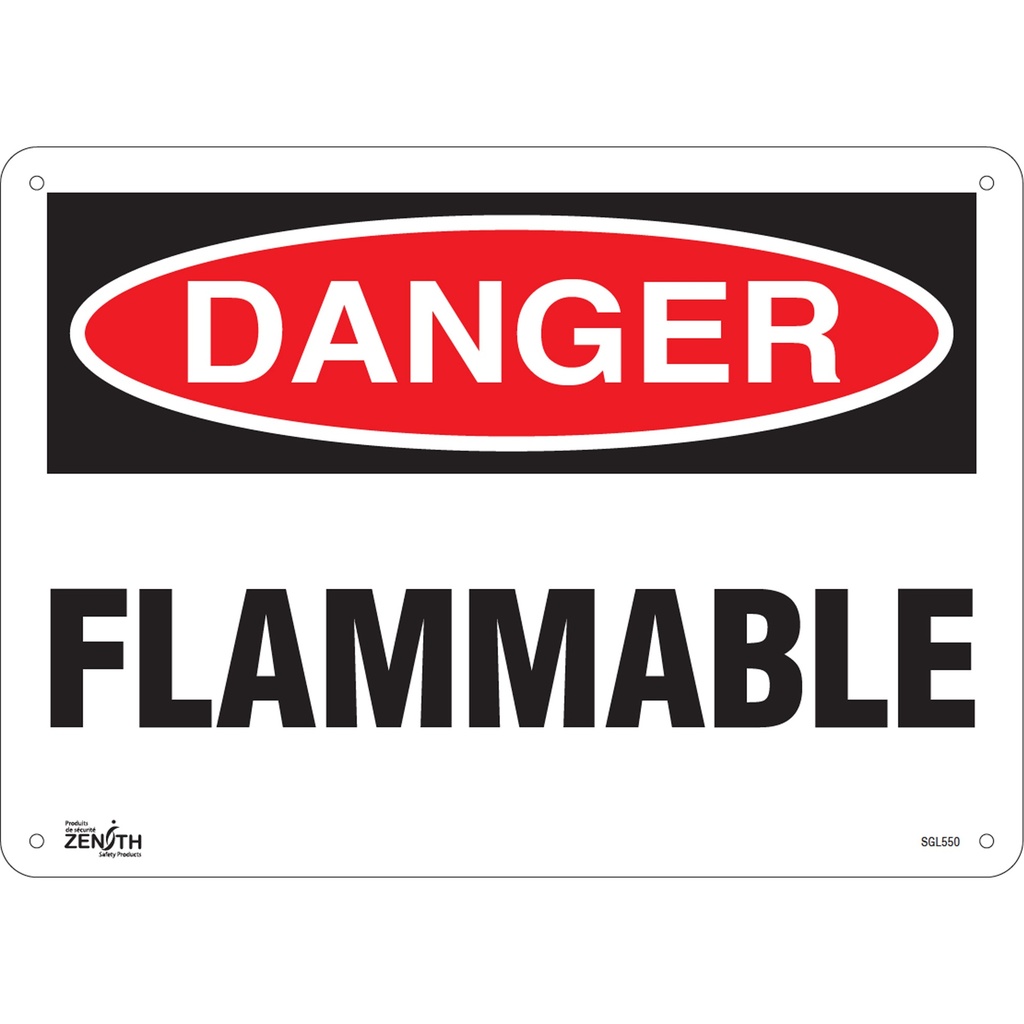 Enseigne «Flammable» Aluminium 14" x 10"