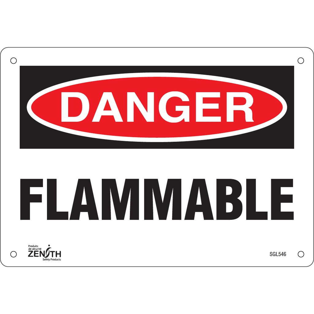 Enseigne «Flammable» Plastique 10" x 7"