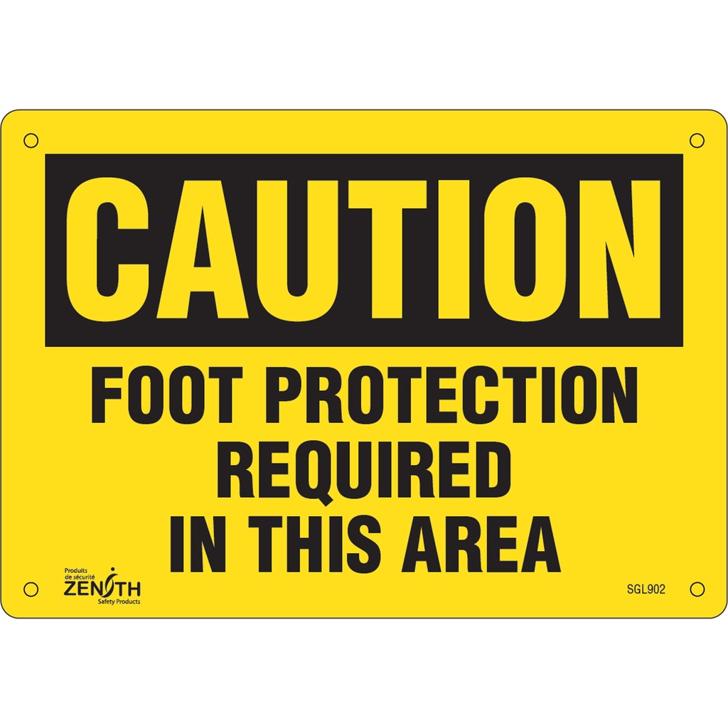 Enseigne «Foot Protection Required» Plastique 10" x 7"