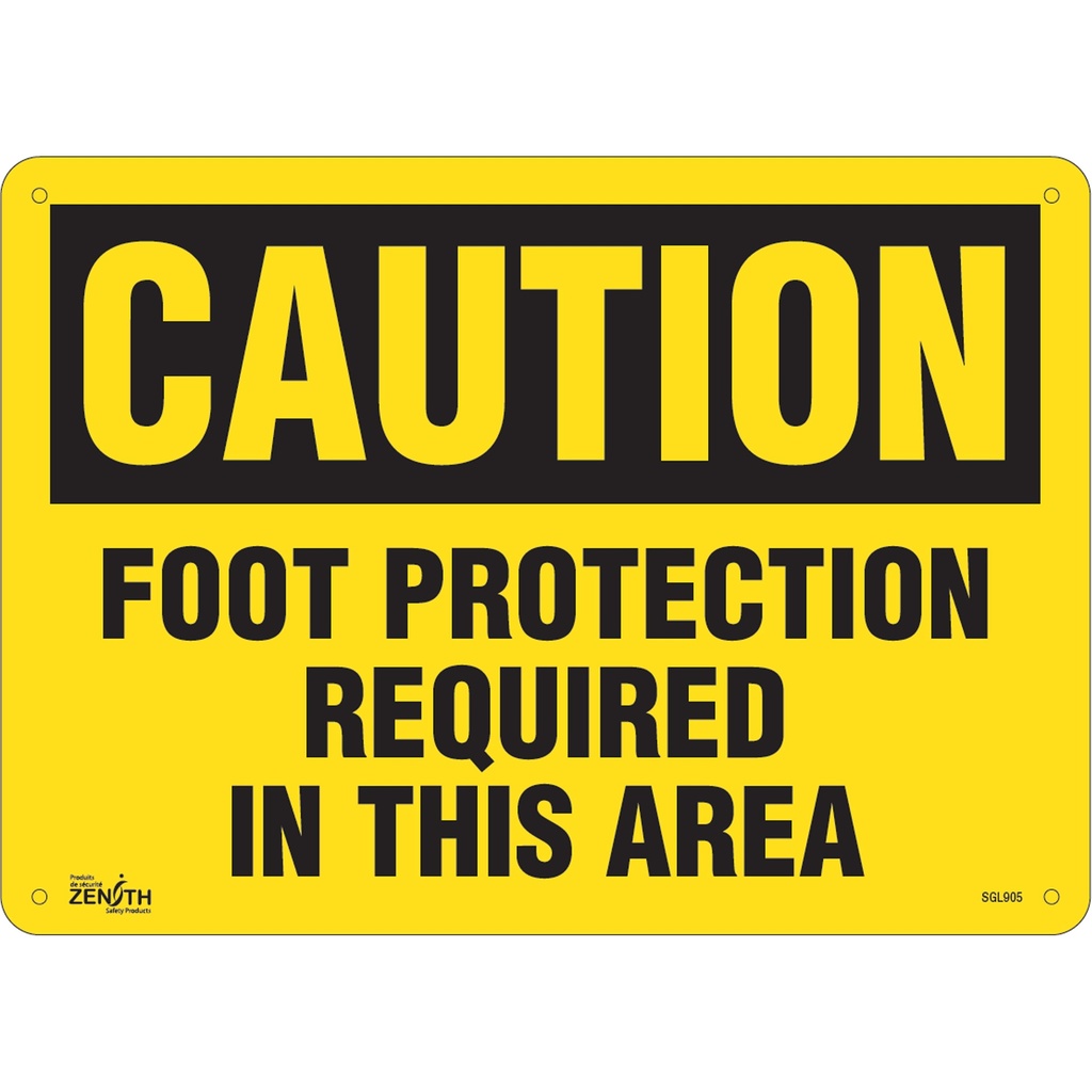Enseigne «Foot Protection Required» Plastique 14" x 10"