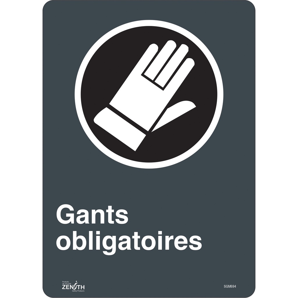 Enseigne «Gants Obligatoires» Vinyle 10" x 14"
