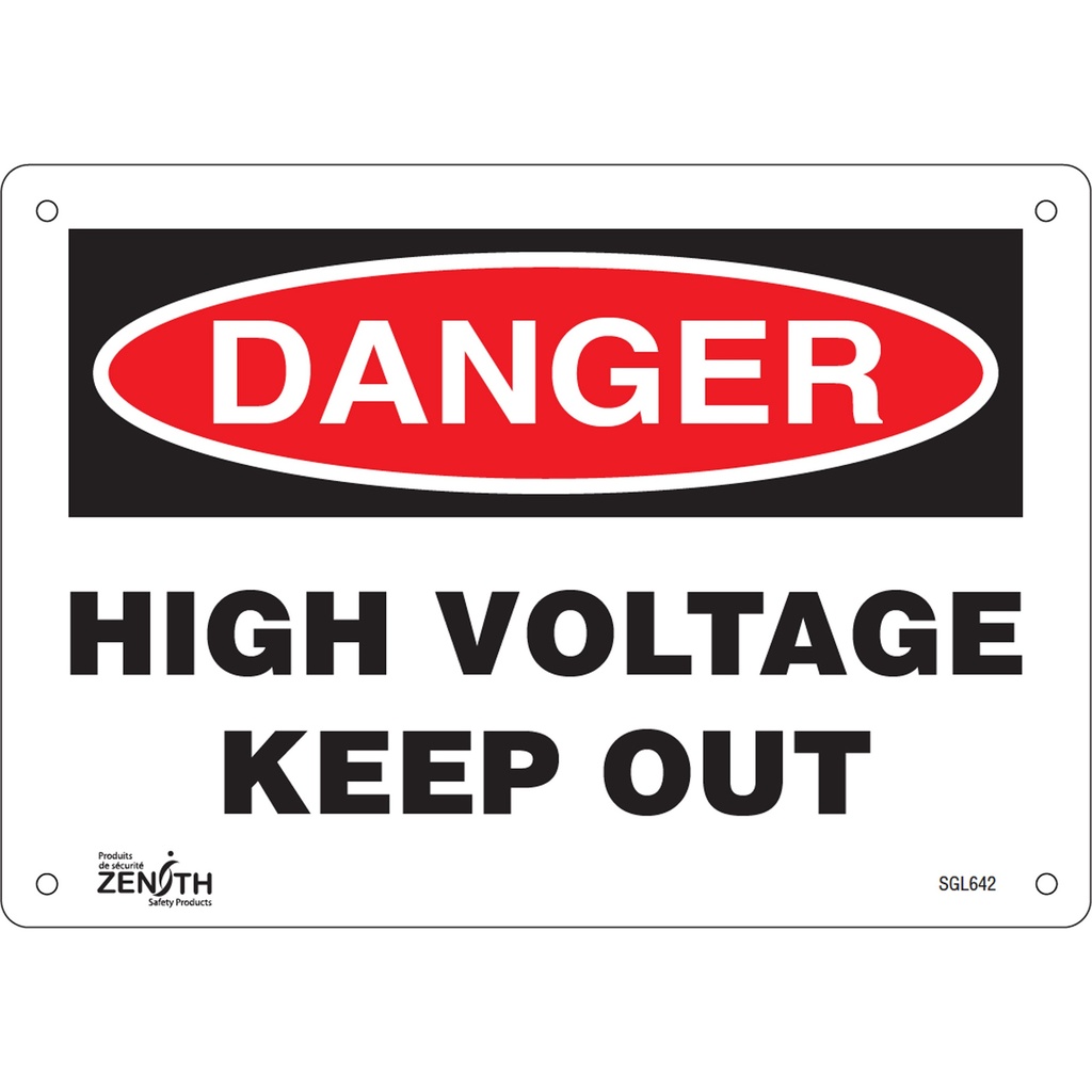 Enseigne «High Voltage Keep Out» Plastique 10" x 7"