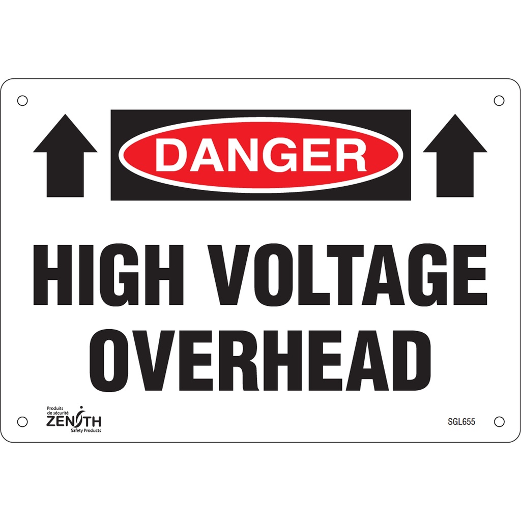 Enseigne «High Voltage Overhead» Aluminium 10" x 7"