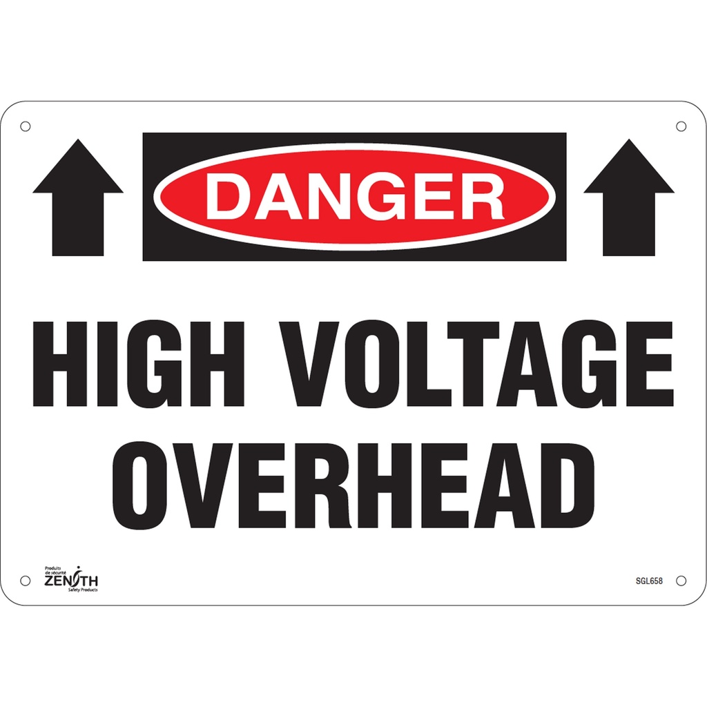 Enseigne «High Voltage Overhead» Aluminium 14" x 10"