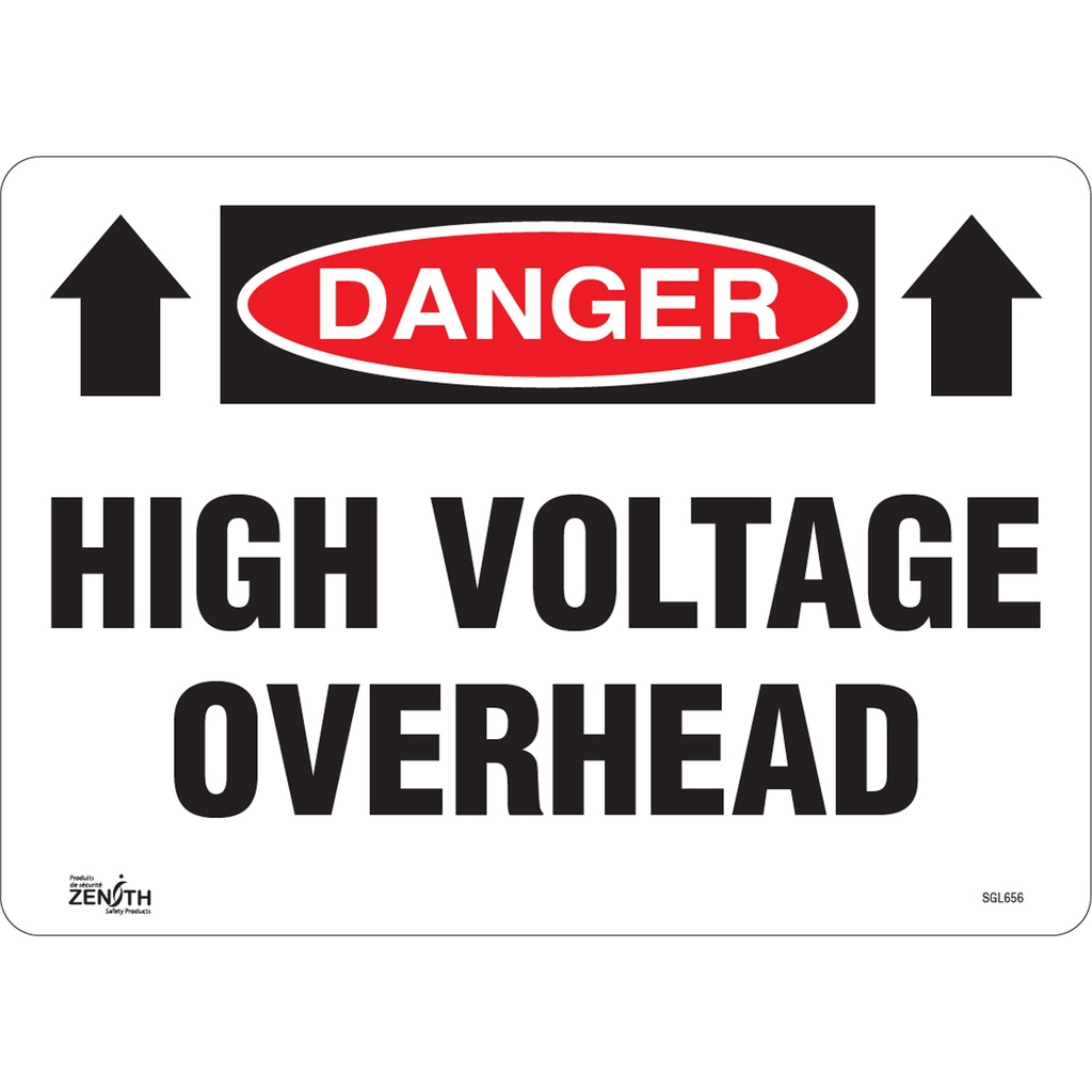 Enseigne «High Voltage Overhead» Vinyle 14" x 10"