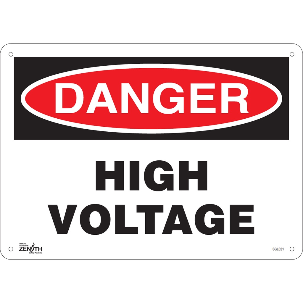 Enseigne «High Voltage» Plastique 14" x 10"