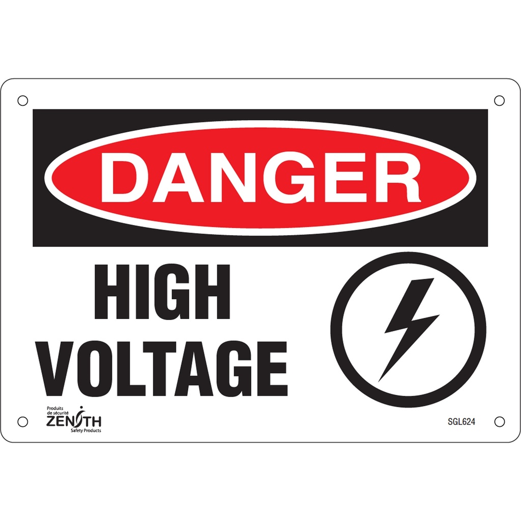 Enseigne «High Voltage» Plastique 10" x 7"