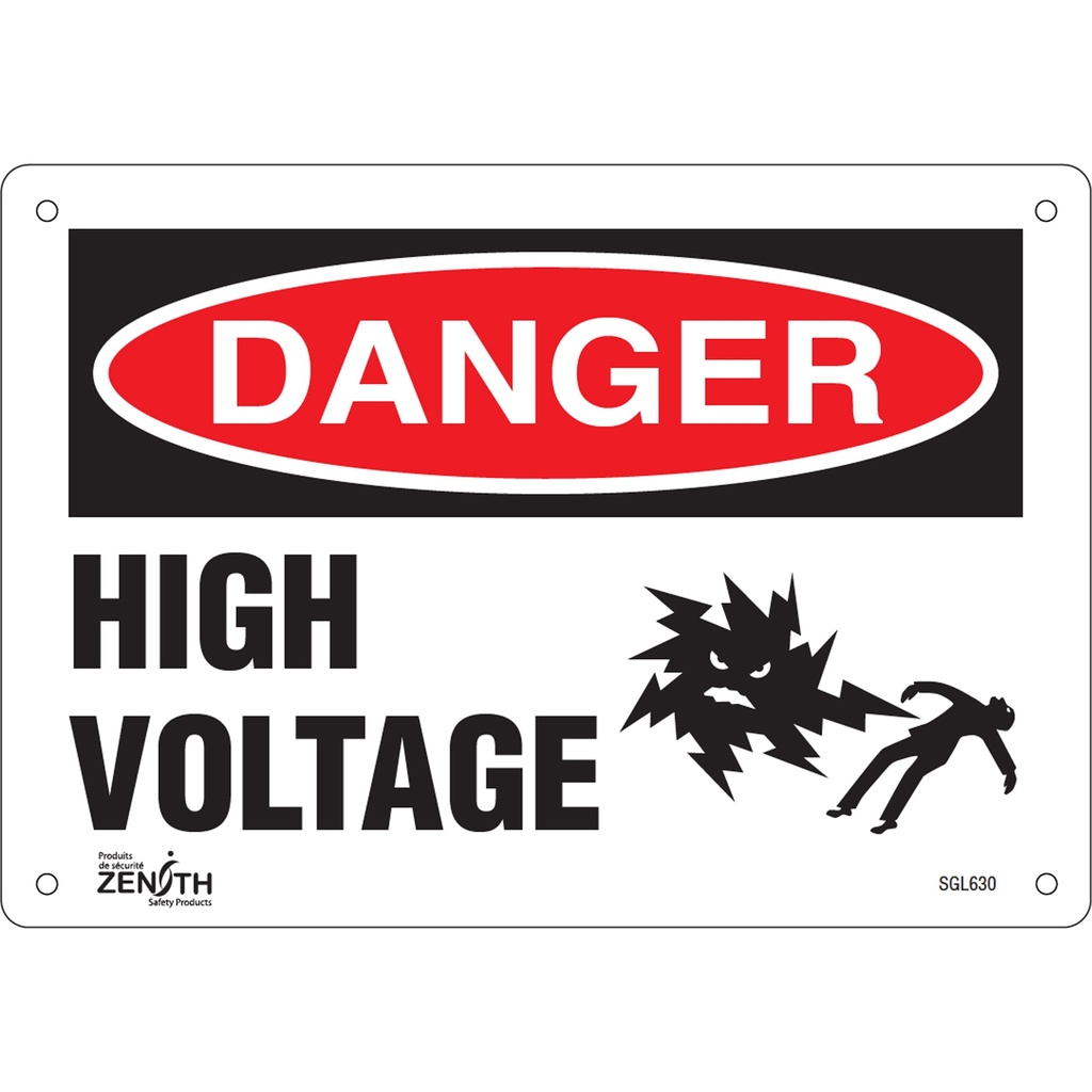 Enseigne «High Voltage» Plastique 10" x 7"