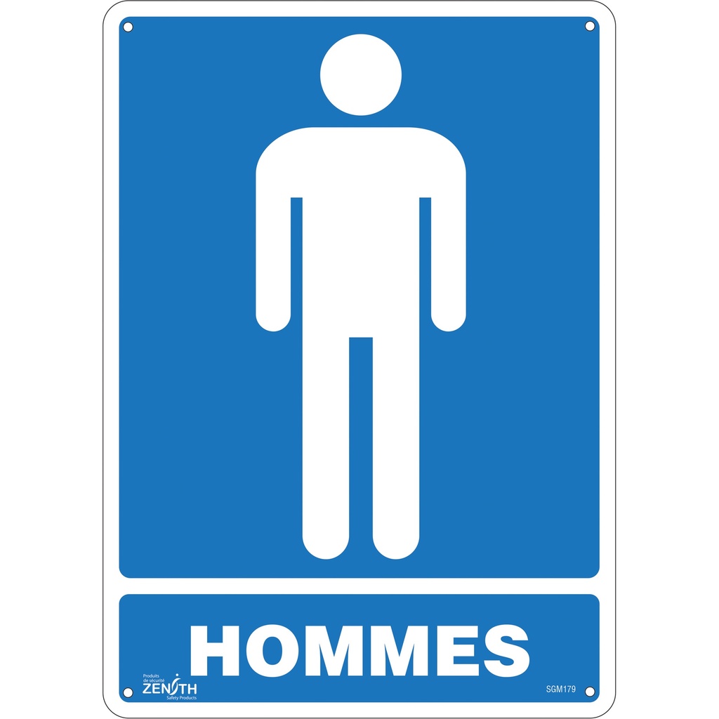 Enseigne «Hommes» Plastique 10" x 14"