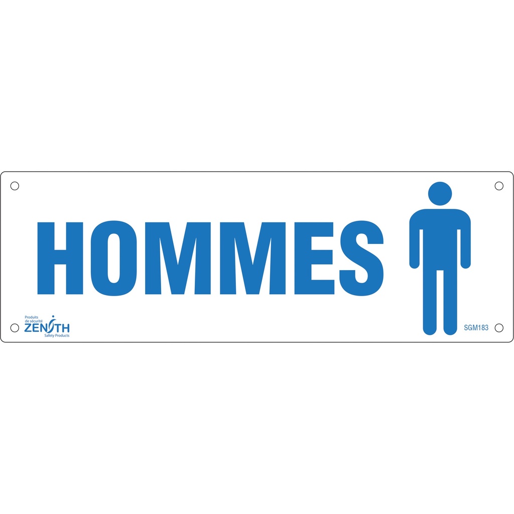 Enseigne «Hommes» Plastique 12" x 4"