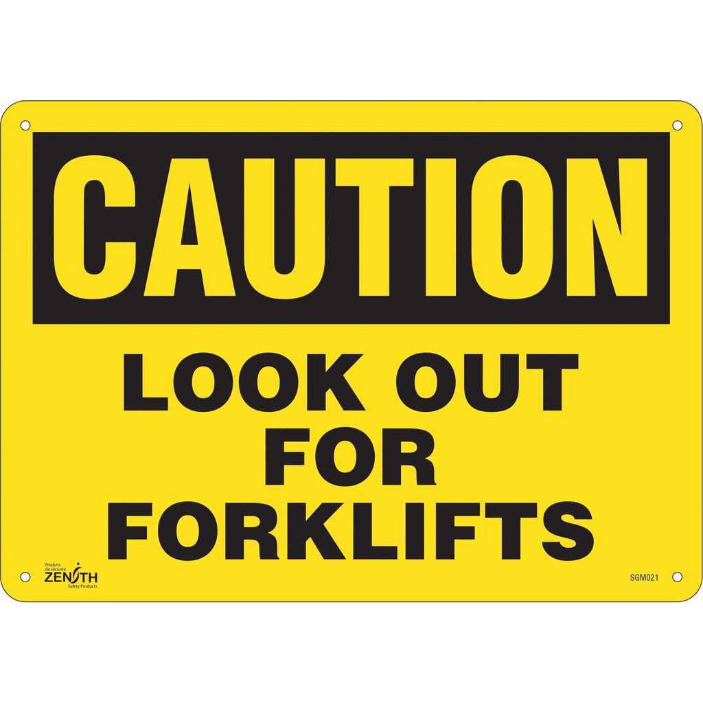 Enseigne «Look Out For Forklifts» Aluminium 14" x 10"