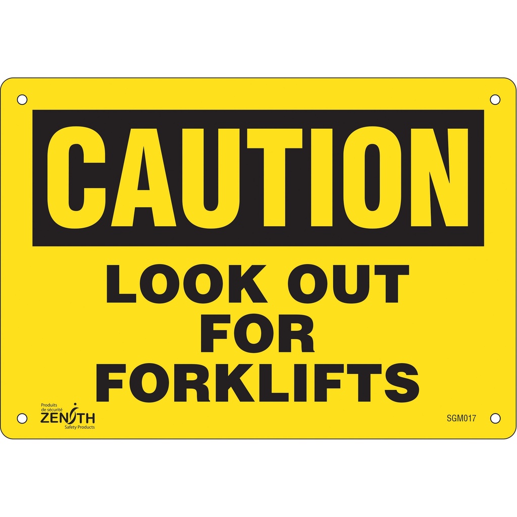 Enseigne «Look Out For Forklifts» Plastique 10" x 7"