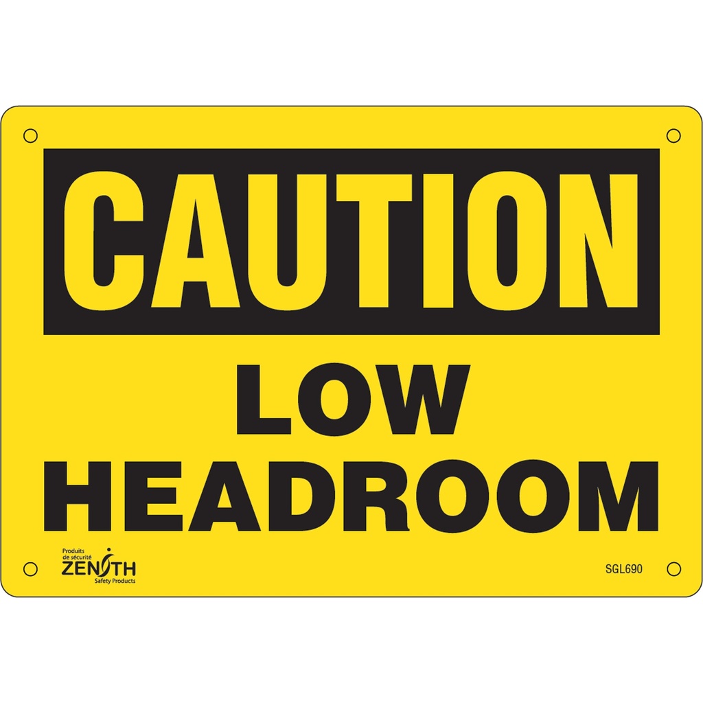 Enseigne «Low Headroom» Plastique 10" x 7"