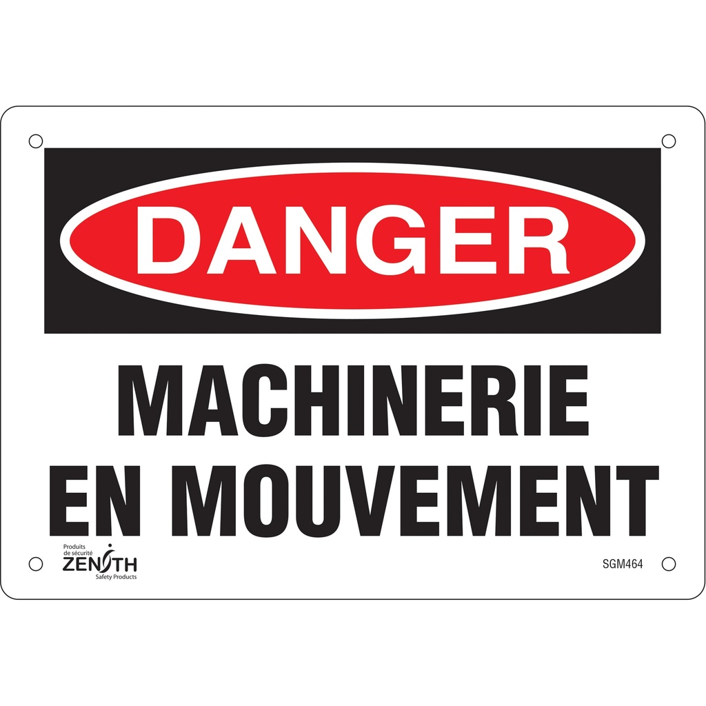 [ZEN-SGM464] Enseigne «Machinerie en Mouvement» Plastique 10" x 7"