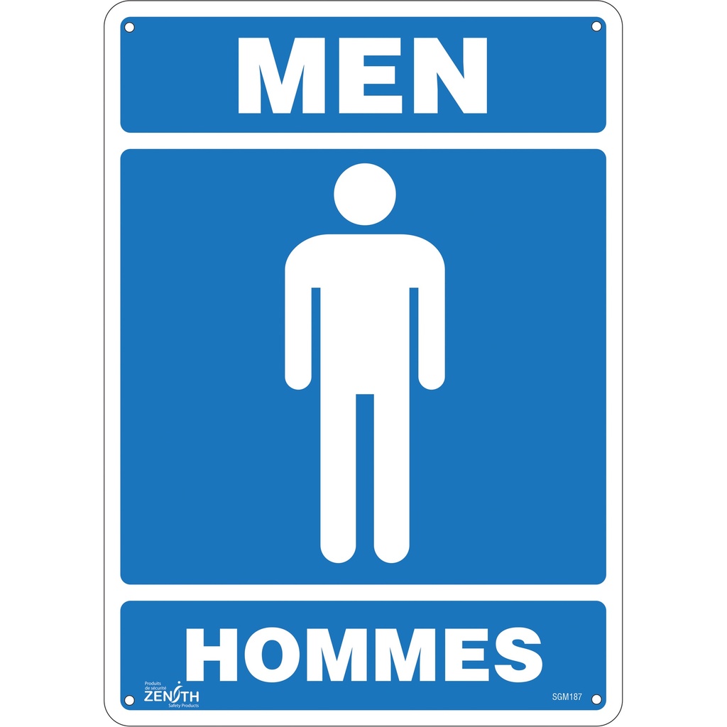 Enseigne «Men - Hommes» Plastique 10" x 14"