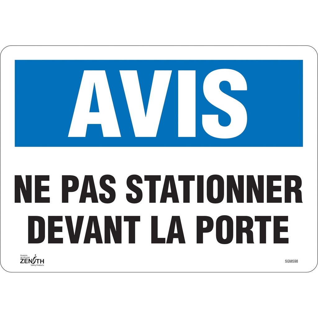 Enseigne «Ne Pas Stationner» Vinyle 14" x 10"