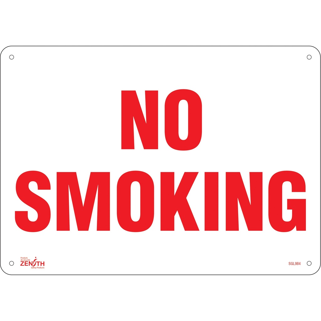 [ZEN-SGL984] Enseigne «No Smoking» Aluminium 14" x 10"