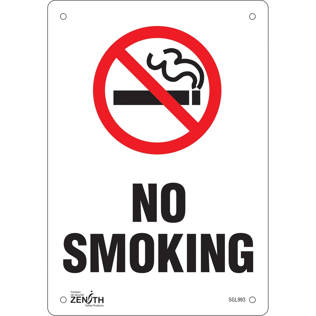 Enseigne «No Smoking» Aluminium 7" x 10"