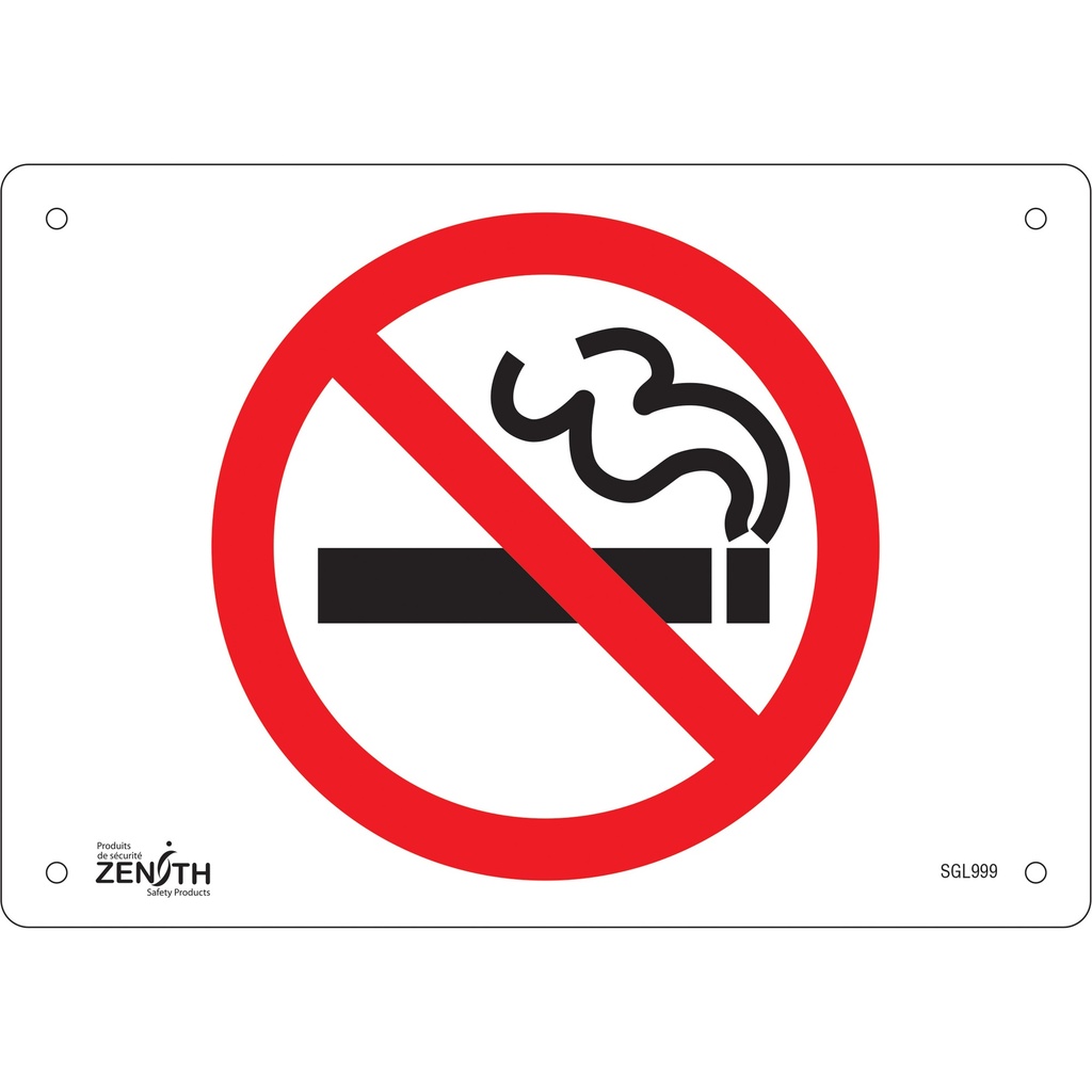[ZEN-SGL999] Enseigne «No Smoking» Aluminium 10" x 7"