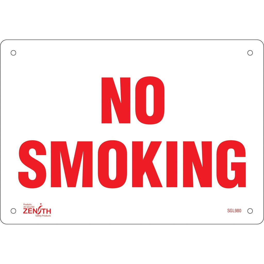 Enseigne «No Smoking» Plastique 10" x 7"
