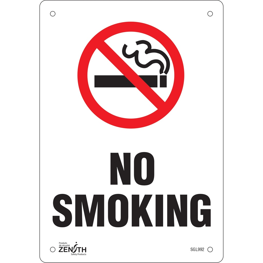 Enseigne «No Smoking» Plastique 7" x 10"
