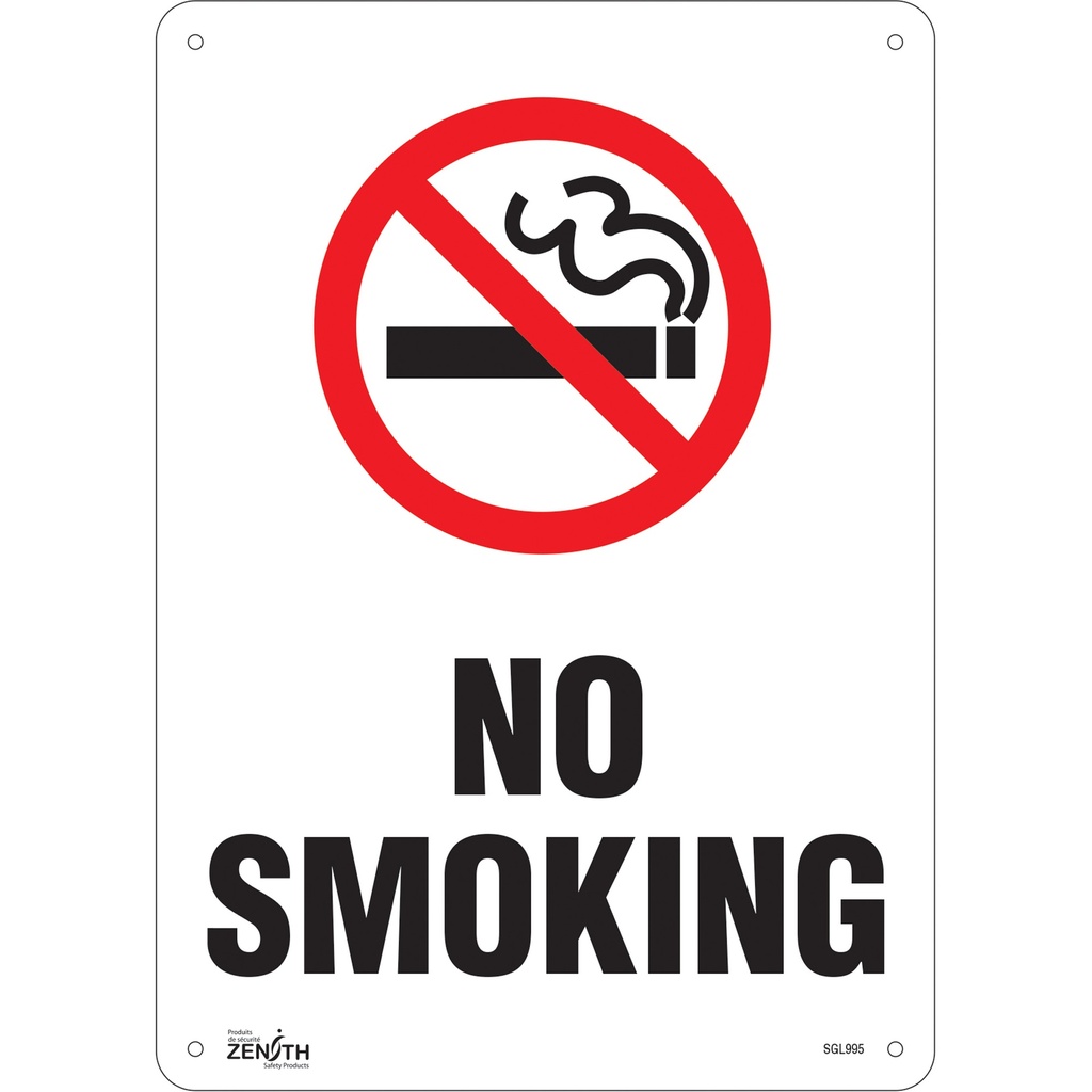 [ZEN-SGL995] Enseigne «No Smoking» Plastique 10" x 14"