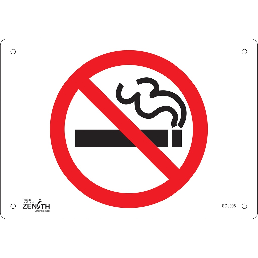 Enseigne «No Smoking» Plastique 10" x 7"