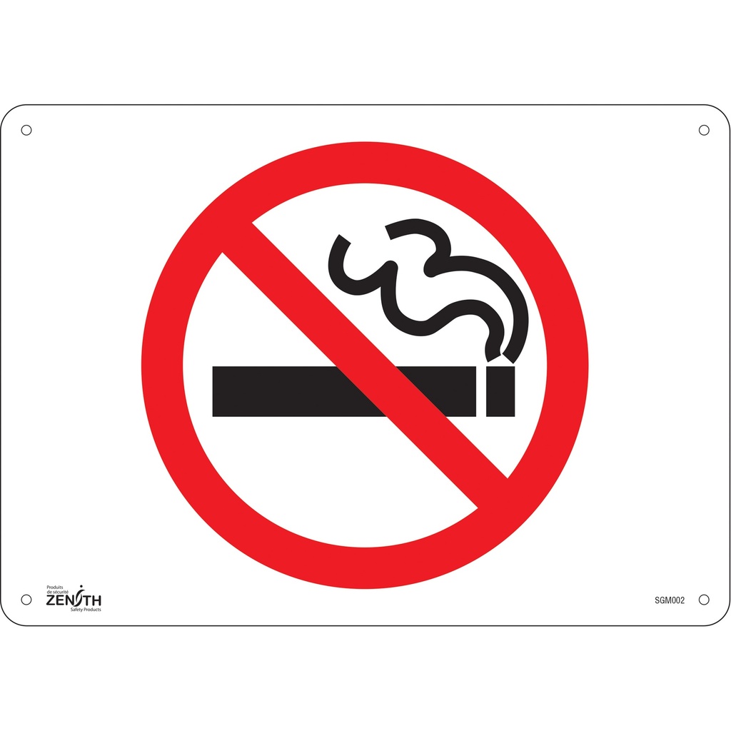 Enseigne «No Smoking» Plastique 14" x 10"