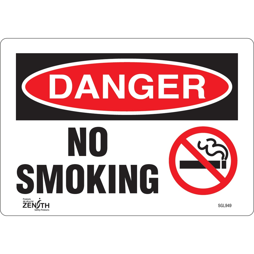 [ZEN-SGL949] Enseigne «No Smoking» Vinyle 10" x 7"