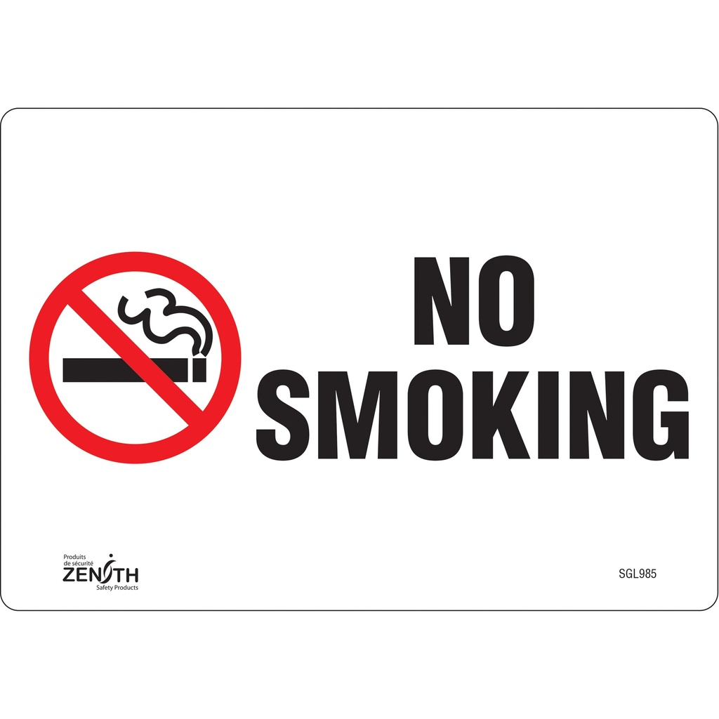 [ZEN-SGL985] Enseigne «No Smoking» Vinyle 10" x 7"