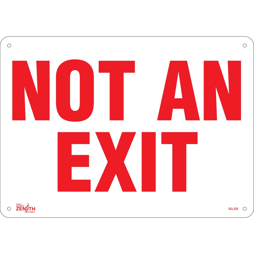 Enseigne «Not An Exit» Plastique 14" x 10"