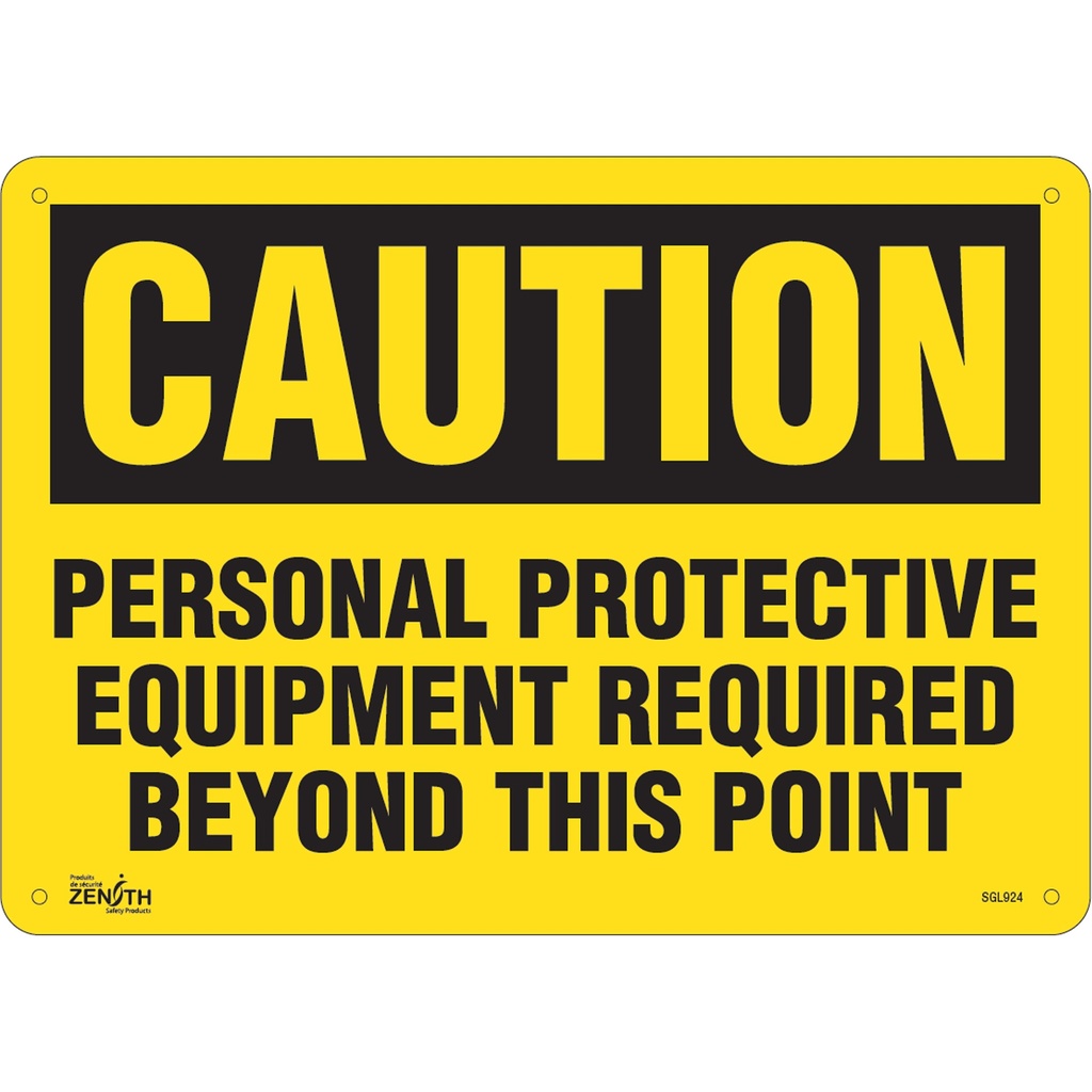 Enseigne «Personal Protective Equipment Required» Aluminium 14" x 10"