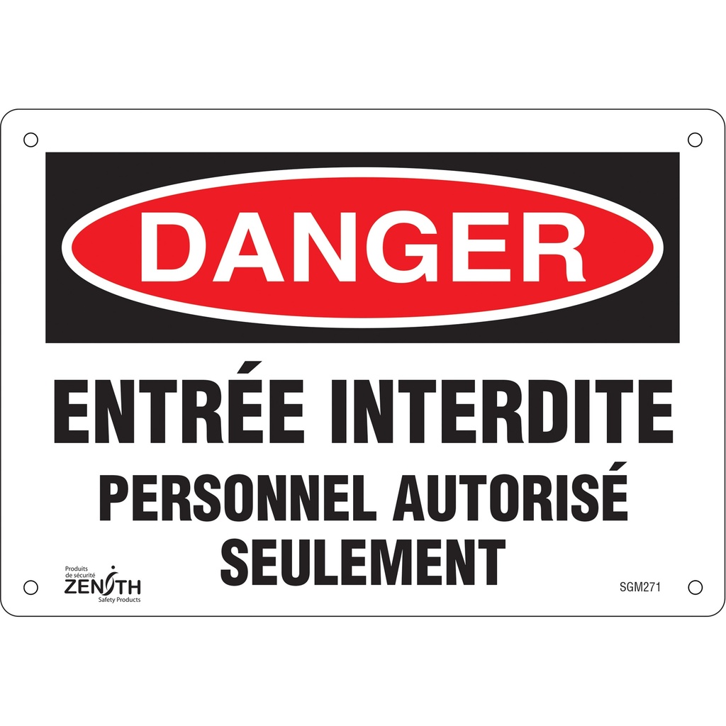 Enseigne «Personnel Autorisé Seulement» Aluminium 10" x 7"
