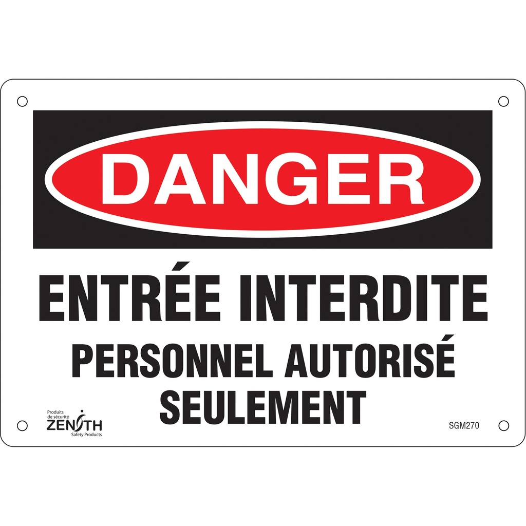 Enseigne «Personnel Autorisé Seulement» Plastique 10" x 7"