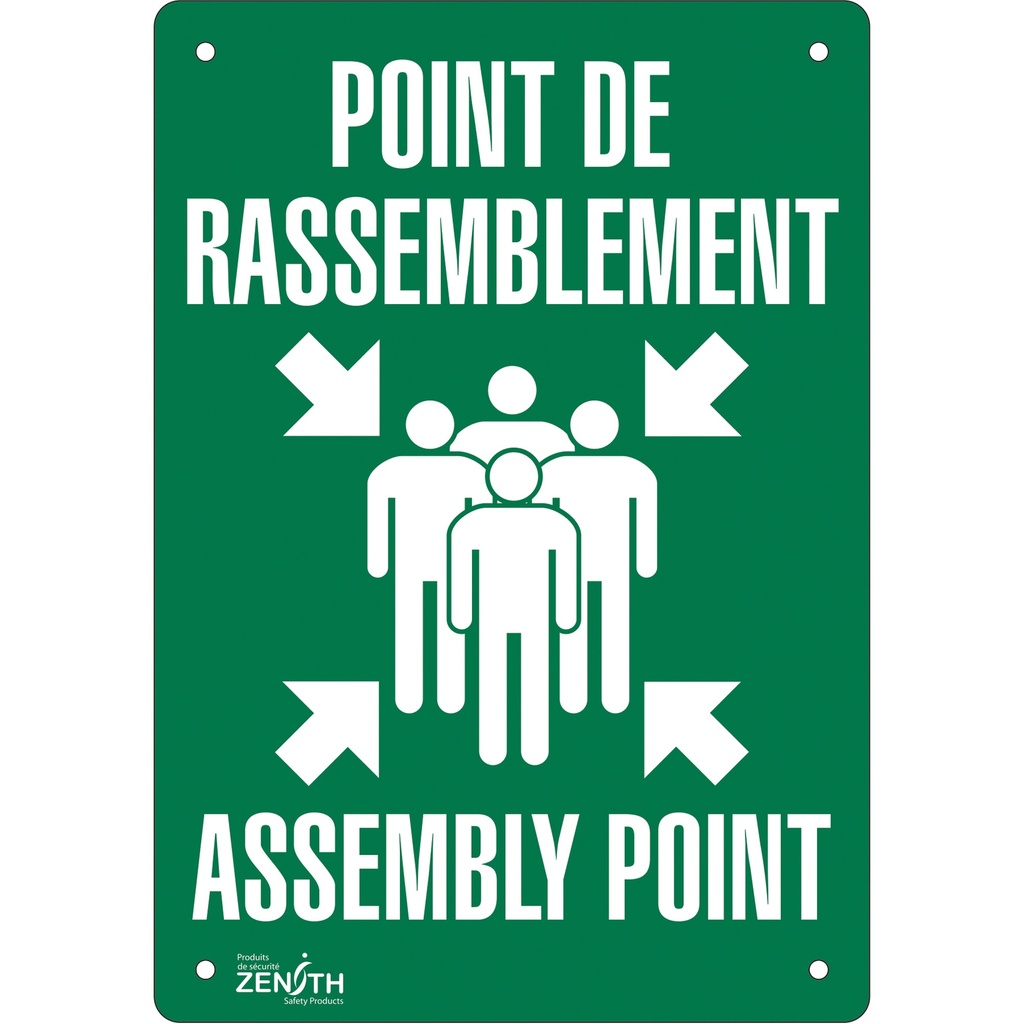 Enseigne «Point de rassemblement/Assembly Point» Plastique 7" x 10"