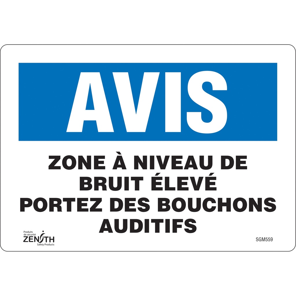Enseigne «Portez Des Bouchons Auditifs» Vinyle 10" x 7"