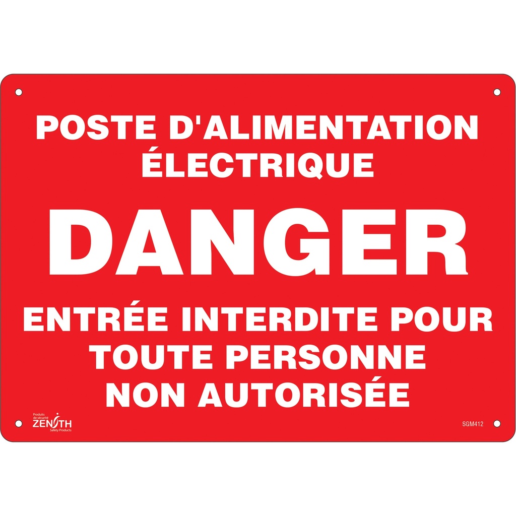 Enseigne «Poste D'Alimentation Électrique» Aluminium 14" x 10"