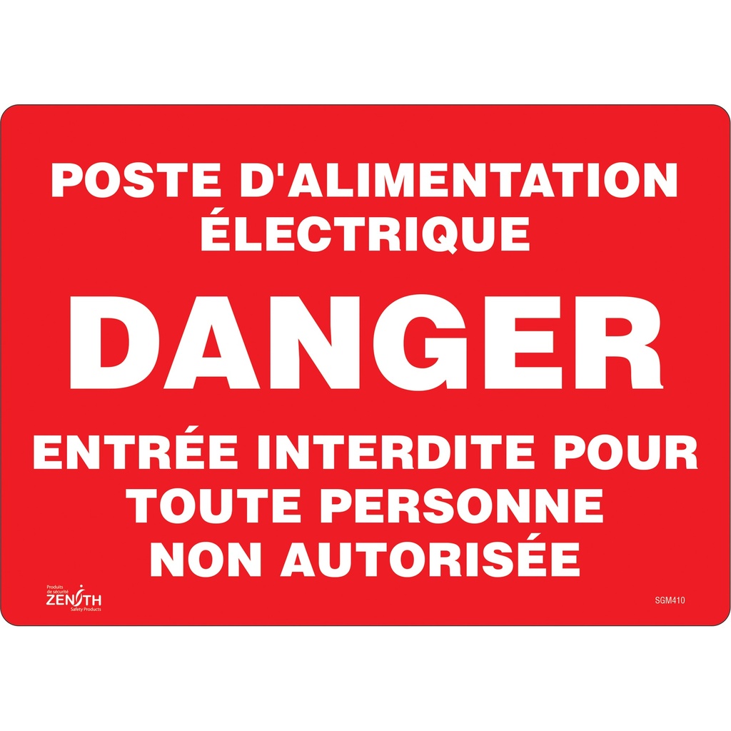 Enseigne «Poste D'Alimentation Électrique» Vinyle 14" x 10"