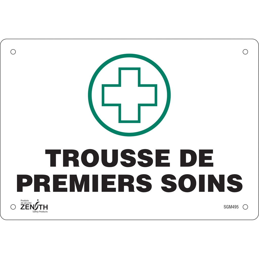 Enseigne «Premiers Soins» Aluminium 10" x 7"