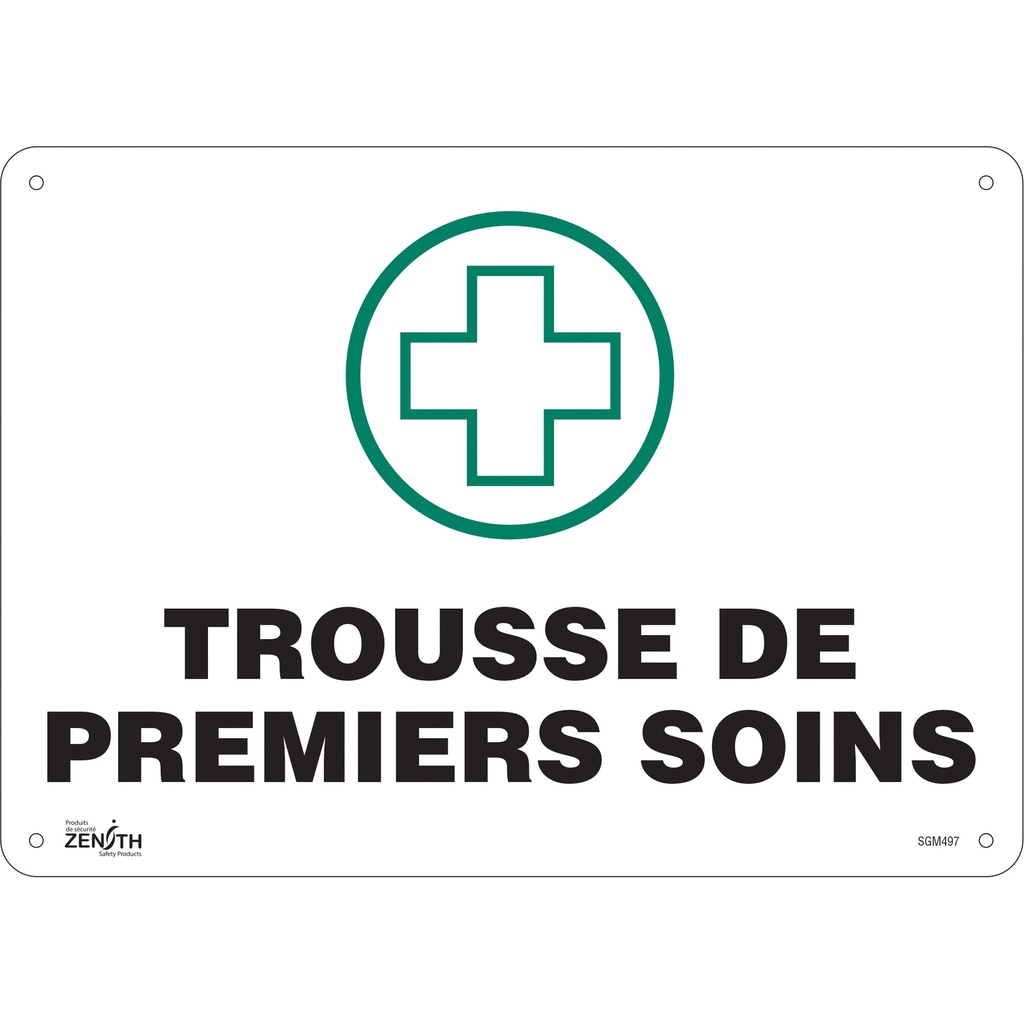 [ZEN-SGM497] Enseigne «Premiers Soins» Plastique 14" x 10"