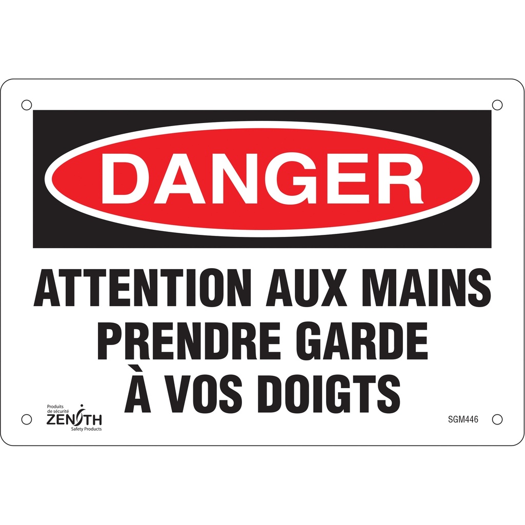 Enseigne «Prendre Garde À Vos Doigts» Plastique 10" x 7"