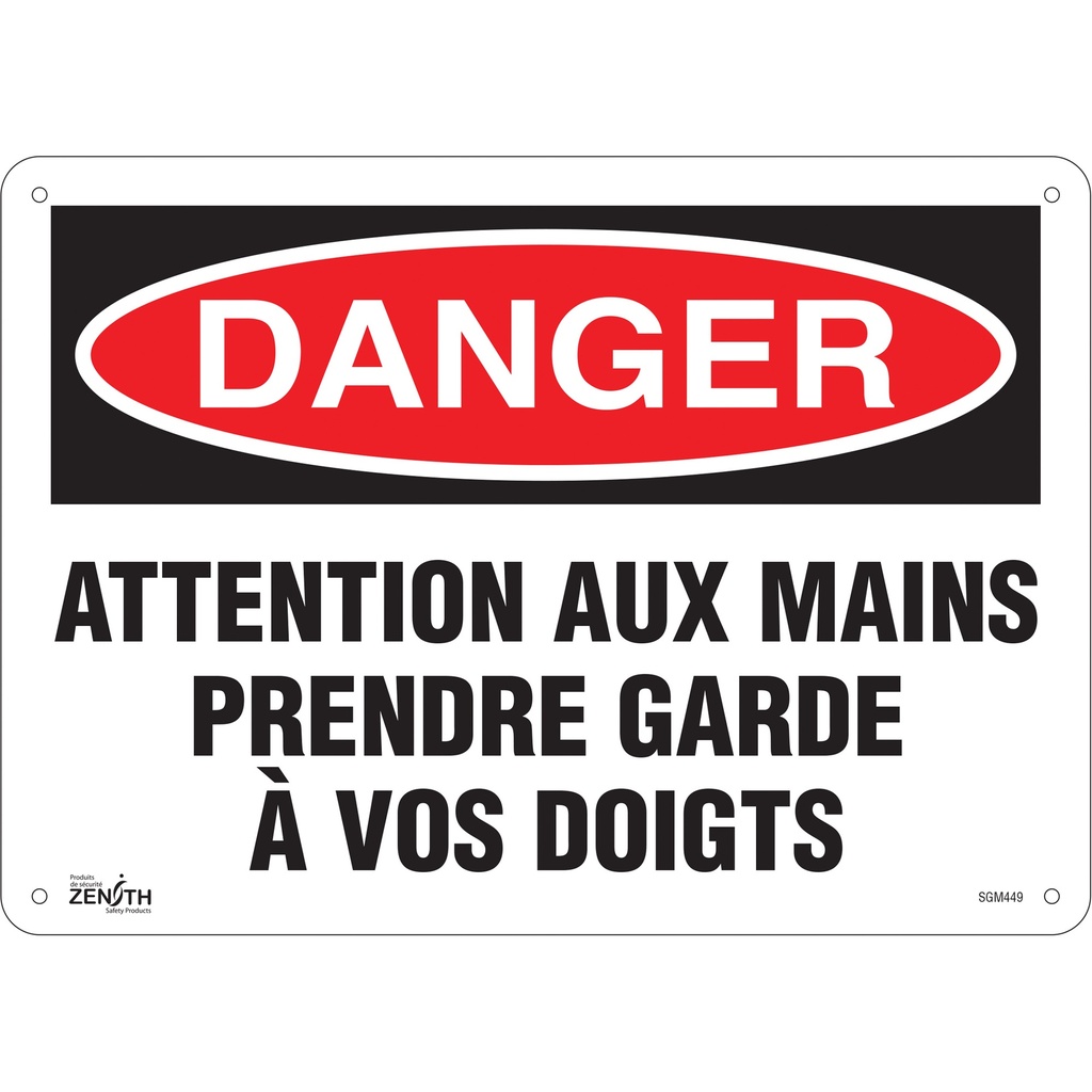 Enseigne «Prendre Garde À Vos Doigts» Plastique 14" x 10"