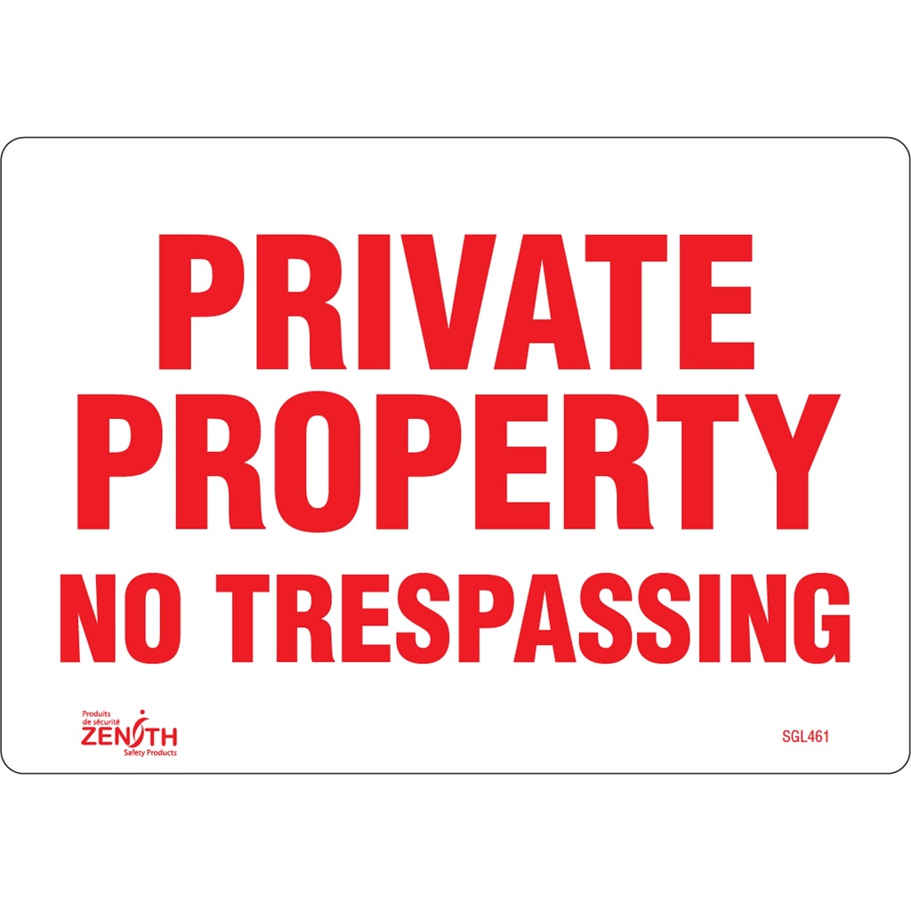 Enseigne «Private Property» Vinyle 10" x 7"